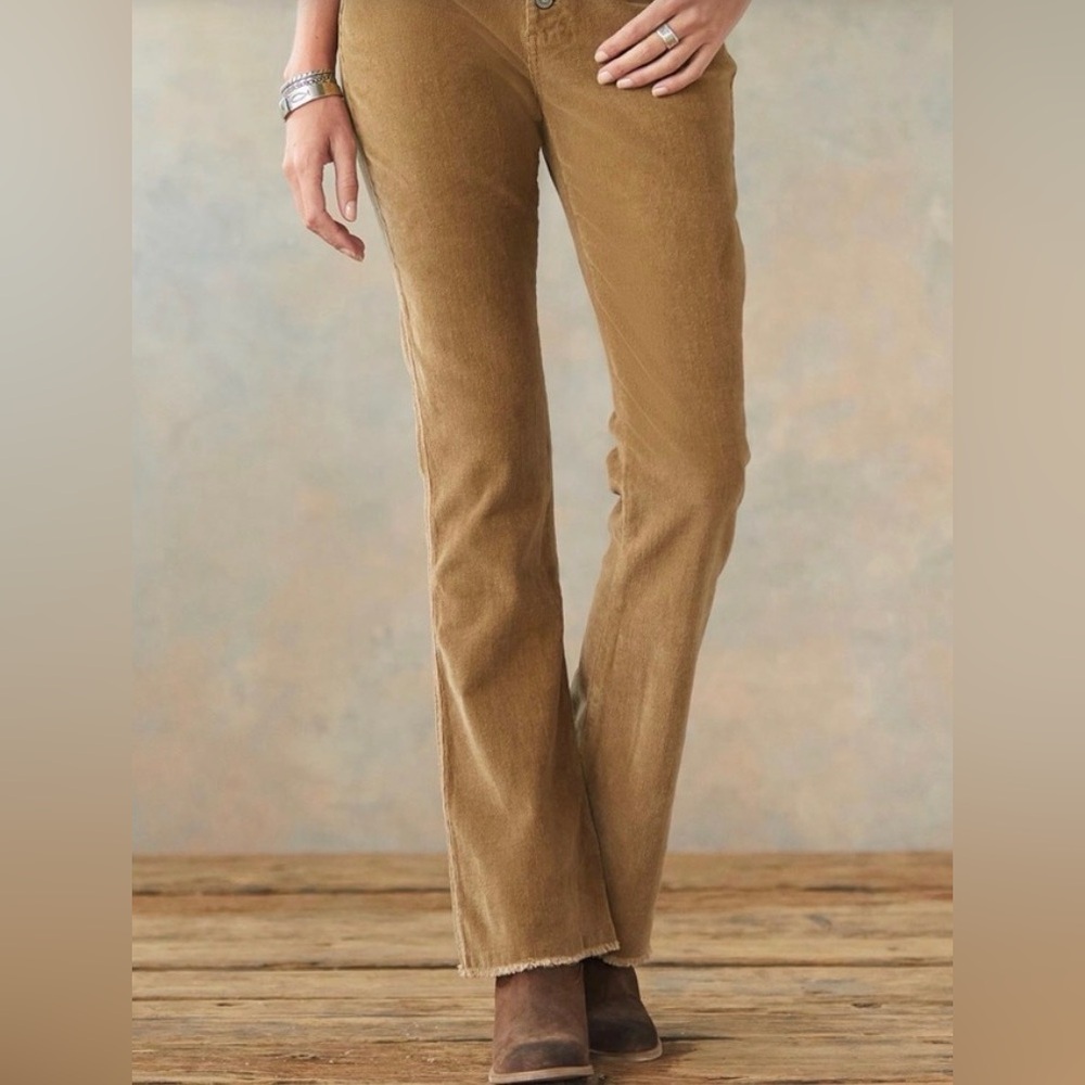 Boundless North Soft Stretchy Corduroy Pants w Distinct Button Fly & Raw Hem S28 - Picture 4 of 12